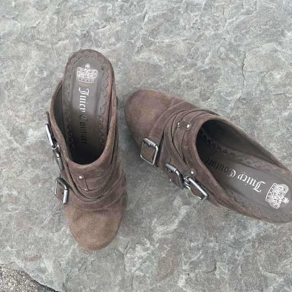 Vintage Juicy Couture Brown Suede High Heel Mules Clogs SZ 8 - Picture 3 of 11
